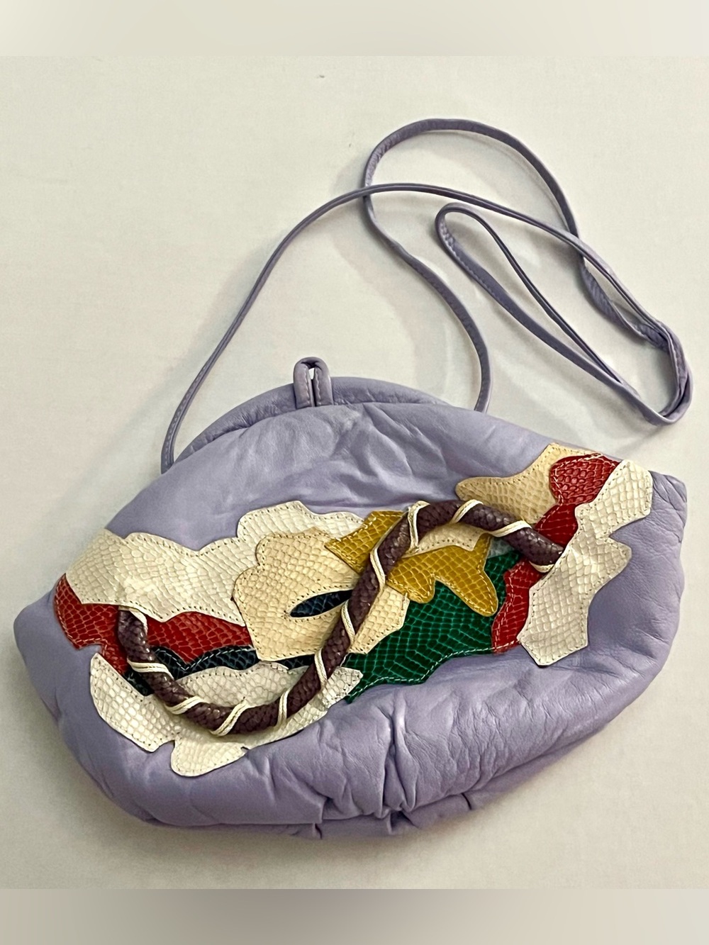 RARE Find! Vintage Lilac Textured 1970s 1980s Leather Shoulder Bag Clutch